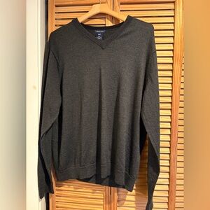 GAP Men's Charcoal Merino Wool V-Neck Sweater Cardigan XXL Grandpacore Grandpa